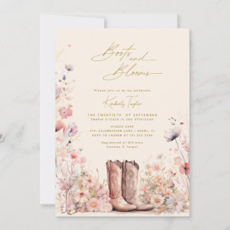 Invitation Boots & Blooms Floral Cowgirl Fête des mariées