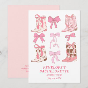 Invitation Boots & Bows Rose Girl Bachelorette Party