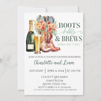 Invitation Boots, Bubbly, and Brews Before the I Do's