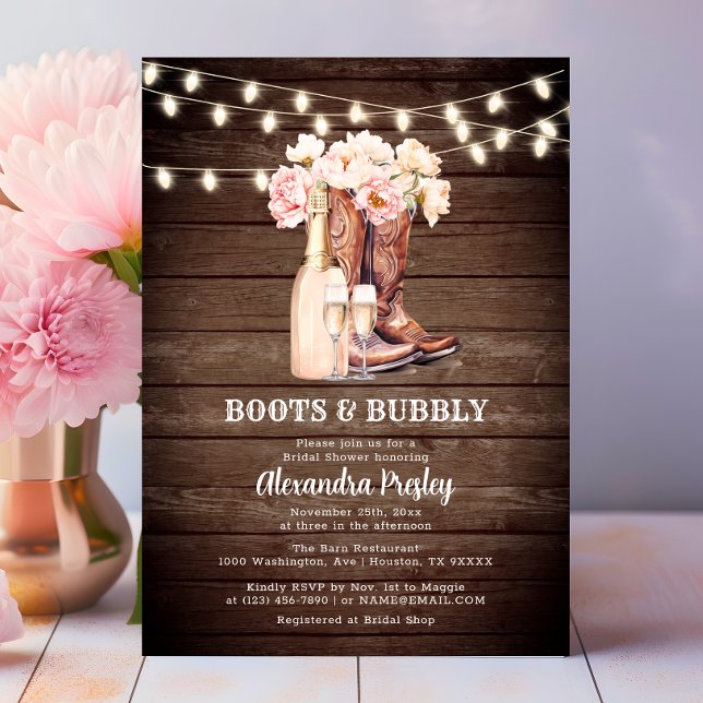 Invitation Boots & Bubbly Rustic Cowgirl FÊTE DES MARIÉES flo (Boots & Bubbly Rustic Cowgirl BRIDAL SHOWER Invitation)