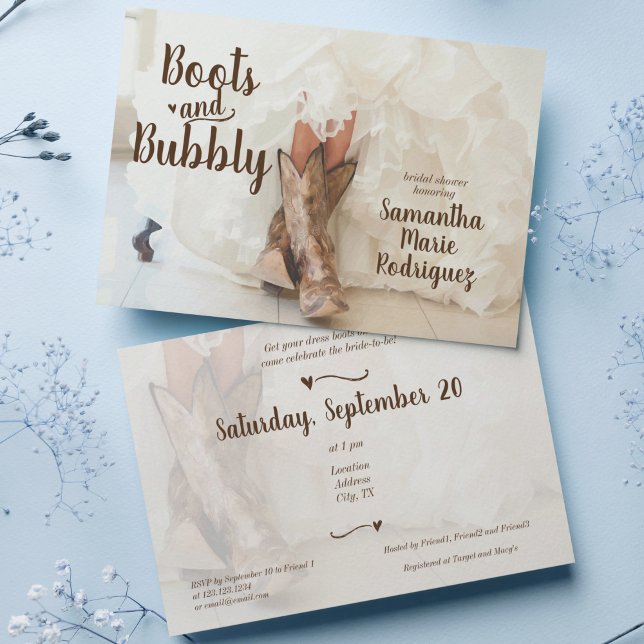 Invitation Boots & Bubbly Texas Bride à Boots Bridal Shower (Créateur téléchargé)