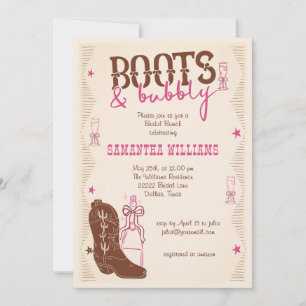 Invitation Boots & Bubbly Western Cowgirl Enterrement de Vie 