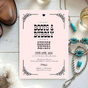 Invitation Boots & Bubbly Western Cowgirl Fête des mariées