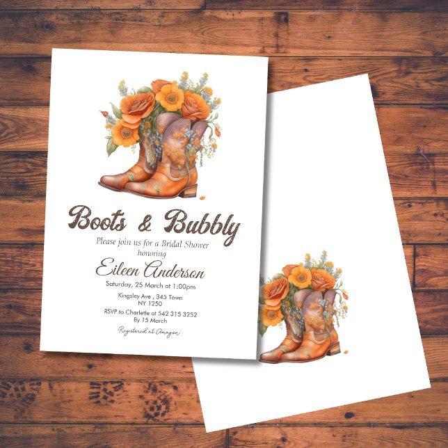 Invitation Boots & Bubbly Western Cowgirl Fête des mariées (Boots Bubbly Western CowGirl Bridal Shower Invite)
