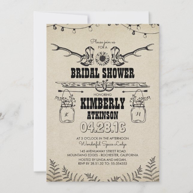 Invitation Boots de Cowboy Rustic Country Fête des mariées (Devant)