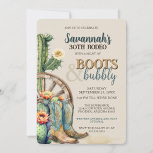 Invitation Boots et Bubbly Country Cowgirl Western Anniversai