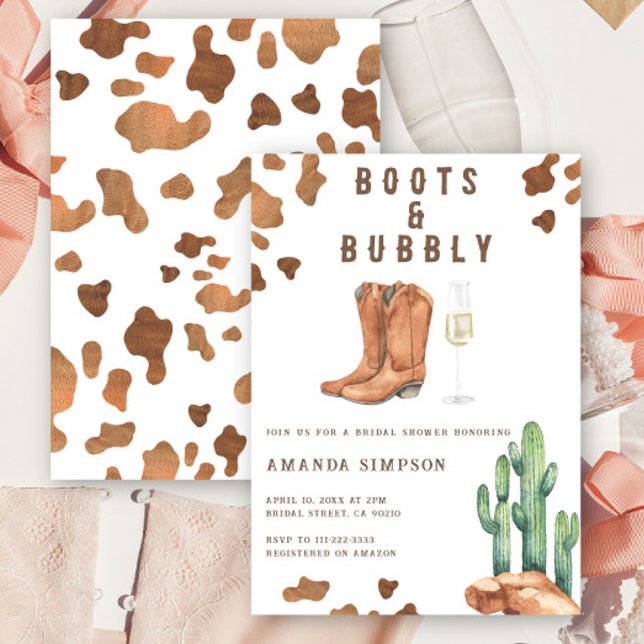 Invitation Boots et Bubbly Western Rodeo Fête des mariées (Créateur téléchargé)