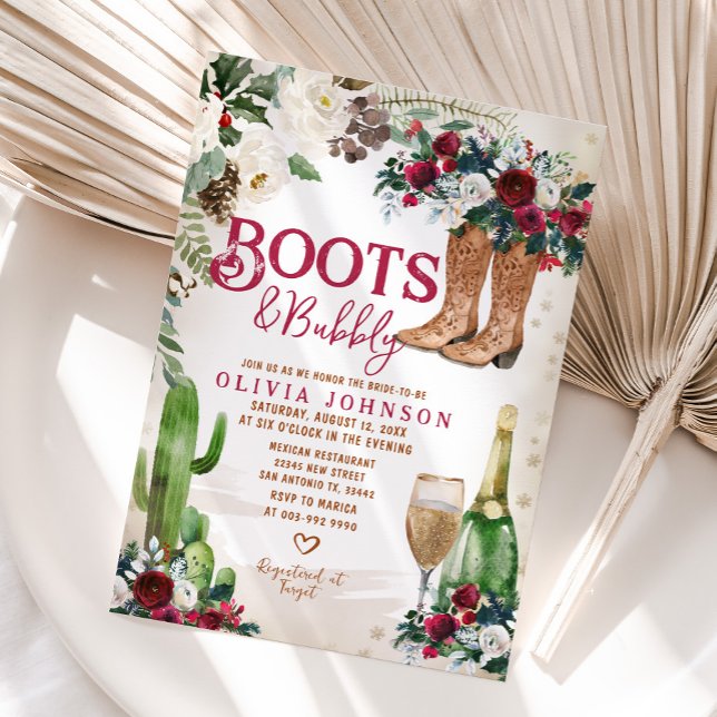 Invitation Boots et Fête des mariées de cactus floraux de l'O (Créateur téléchargé)