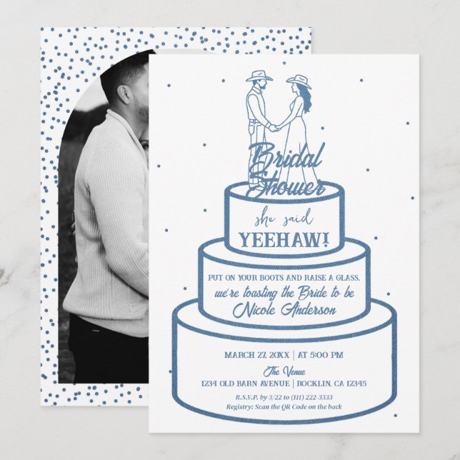 Invitation Boots Love & Buttercream Denim Western Bridal (Devant / Derrière)