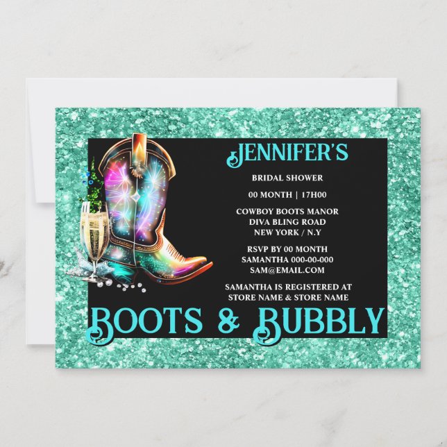 Invitation Boots mouillés | cowgirl boot vin chimmer turquois (Devant)