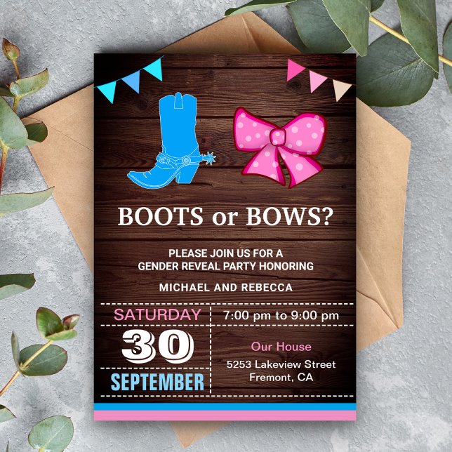 Invitation Boots or Bows Gender Revevela Party (Créateur téléchargé)