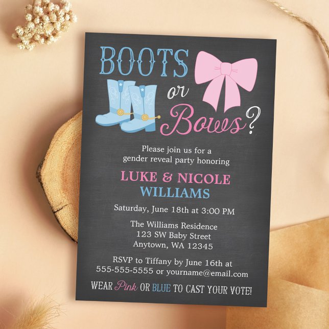 Invitation Boots or Bows Genre Reveillez Baby shower de fête (Créateur téléchargé)