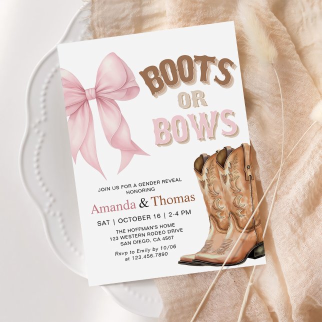 Invitation Boots or Bows Western Gender Reveal (Créateur téléchargé)