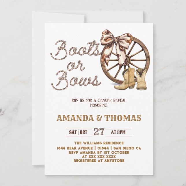 Invitation Boots or Bows Western Genre Reveve (Devant)