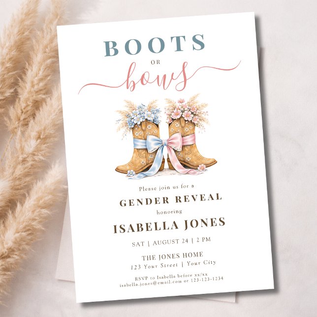 Invitation Boots or Bows Western Theme Gender Reveal  (Créateur téléchargé)