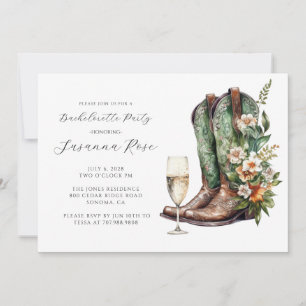Invitation Boots rustiques Bubbly Bachelorette Party