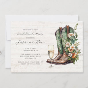 Invitation Boots rustiques Bubbly Bachelorette Party