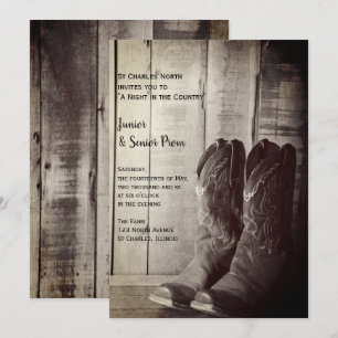 Invitation Boots rustiques Country Junior / Senior Prom