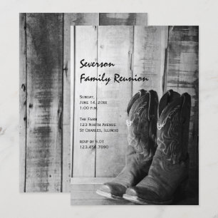 Invitation Boots rustiques Réunion de famille de pays