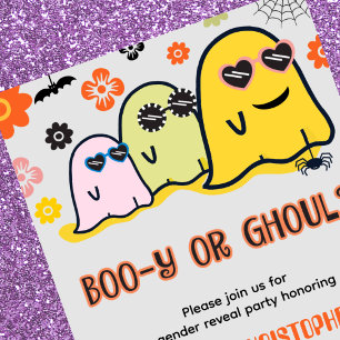 Invitation Booy ou Ghoul 70s Fantôme Halloween Révélation du 