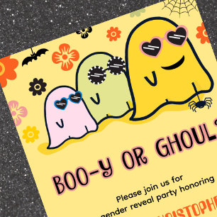 Invitation Booy ou Ghoul Groovy Fantôme Halloween Révélation 