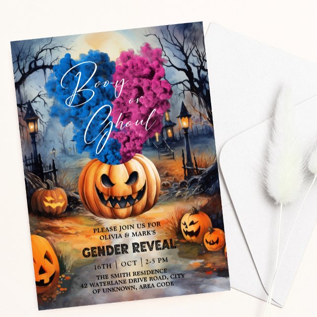 Invitation Booy ou Ghoul Halloween Révélation Citrouille de g (Créateur téléchargé)