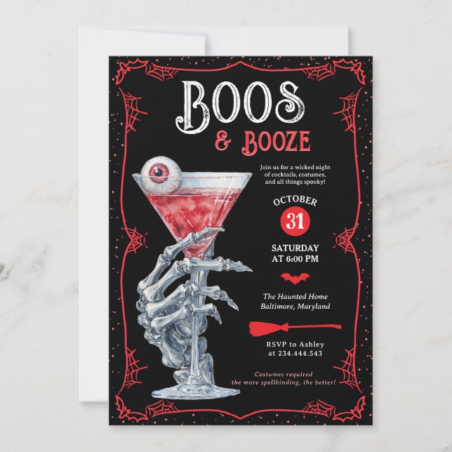 Invitation Booze & Booze Adulte Éffrayant Halloween Party (Devant)