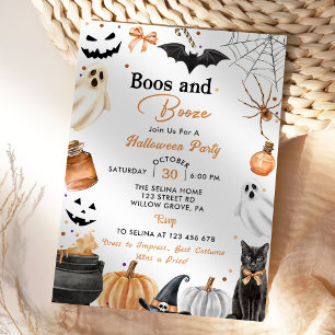 Invitation Booze & Booze Citrouille de la fête d'Halloween
