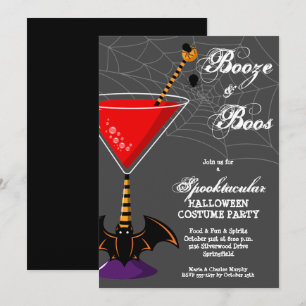 Invitation Booze et Boos Martini Budget Halloween
