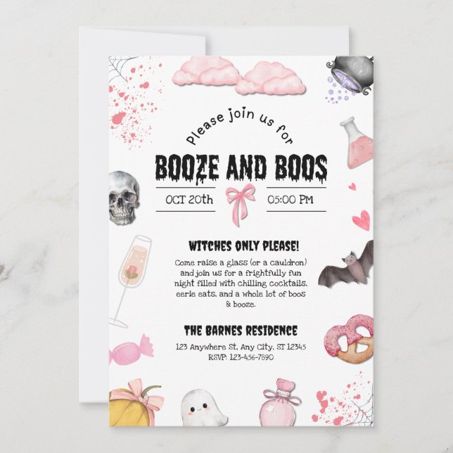 Invitation Booze et Boos Party (Devant)