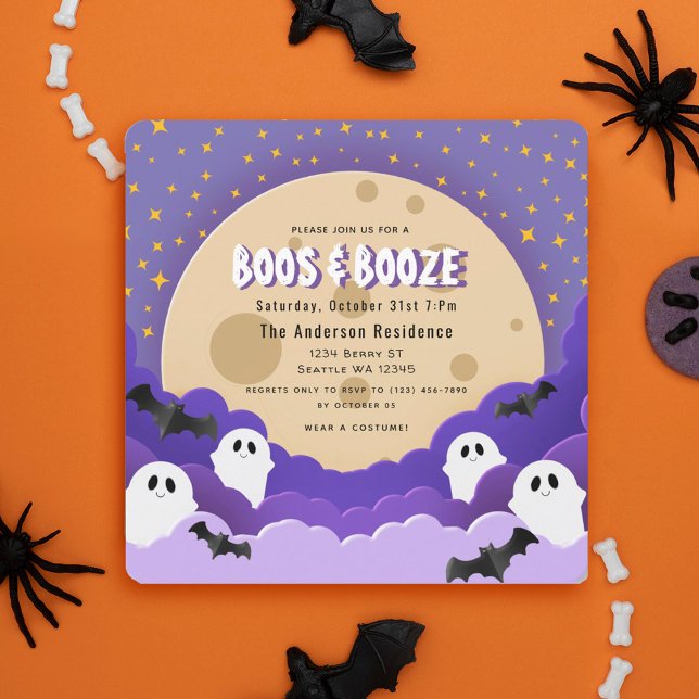 Invitation Booze Ghost Moon Halloween Party (Créateur téléchargé)