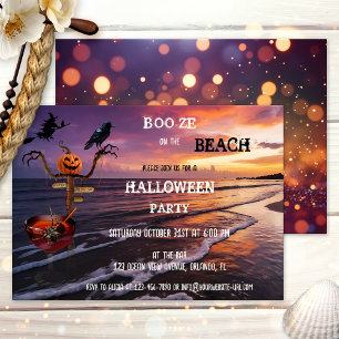 Invitation Booze on the Beach Halloween Cocktail Party