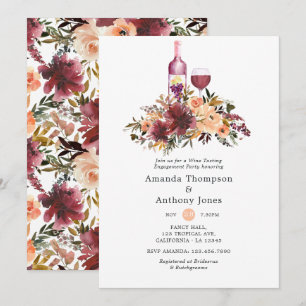 Invitation Bordo Peach Vin Tasting Engagement