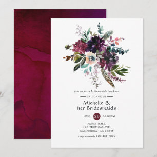 Invitation Bordo Violet Plum Floral Bridesservantes Déjeuner