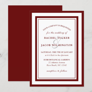 Invitation Bordure blanche rouge bordeaux moderne Mariage sim