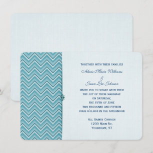 Invitation Bordure d'Aqua Blue Chevron