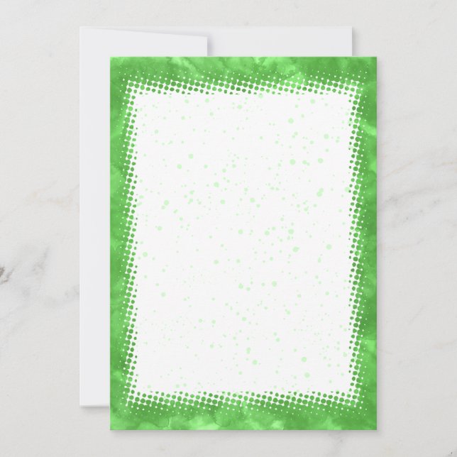 Invitation Bordure d'aquarelle verte vide Texte personnalisé (Devant)