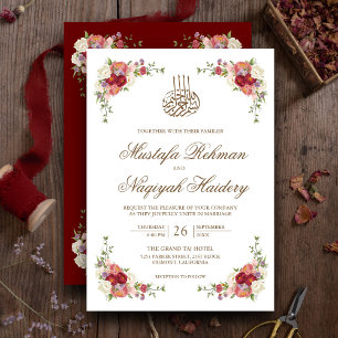 Invitation Bordure de bouquet floral vintage pour mariage isl