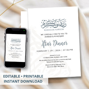 Invitation Bordure de calligraphie élégante pour le dîner d'I