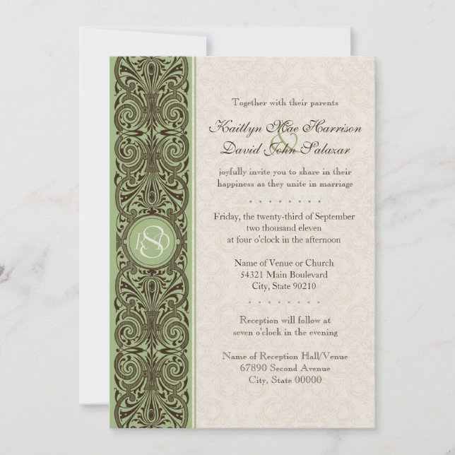 Invitation Bordure de défilement monographique (Brown, taille (Devant)