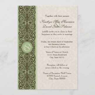 Invitation Bordure de défilement monographique (Brown, taille
