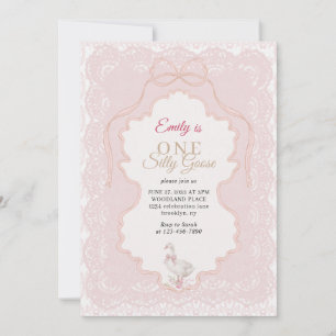 Invitation Bordure de dentelle minimale Un oie idiote 1er ann