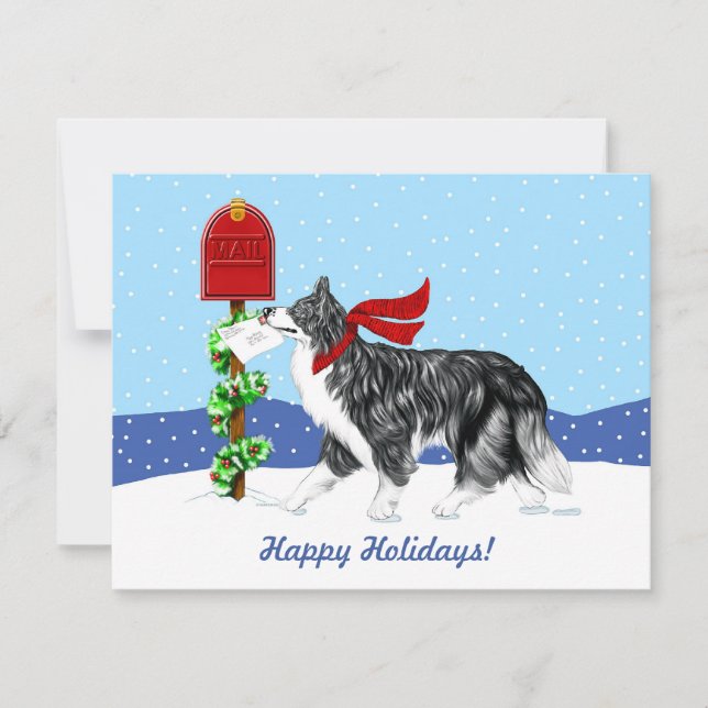 Invitation Bordure de Noël Collie Mail (Devant)