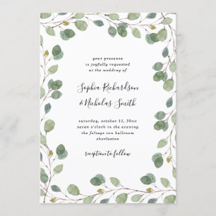 Invitation Bordure de verdure simple Eucalyptus   MARIAGE