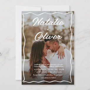 Invitation Bordure dessinée à la main Mariage noir et blanc