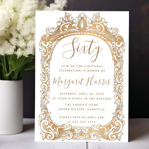 Invitation Bordure d'or classique 60e Soixante Anniversaire