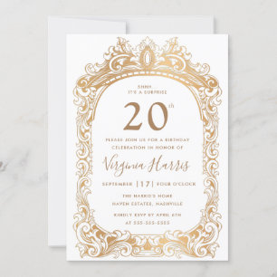 Invitation Bordure d'or classique Vingt-vingtième anniversair