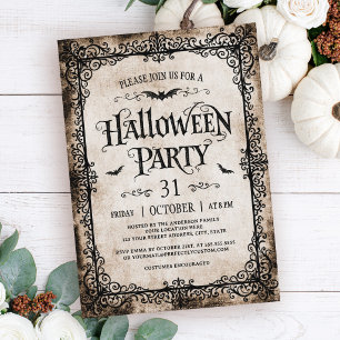 Invitation Bordure filigranée gothique antique vintage Hallow