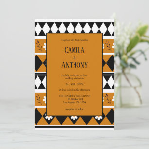 Invitation Bordure Fleur Diamant Boho Motif Floral