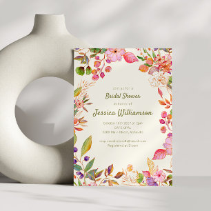 Invitation Bordure florale aquarelle colorée pour douche de m